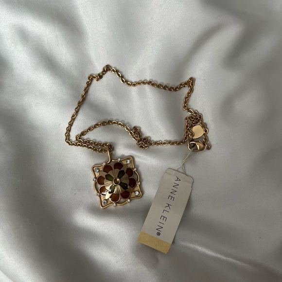 Anne Klein Jewelry - Anne Klein Gold and Brown Geometric Pendant Necklace